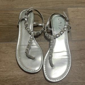 Silver rhinestone & pear sandals